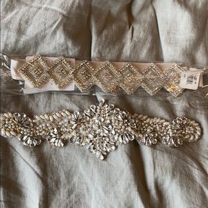 2 bridal sashes , 1 with ribbon attached